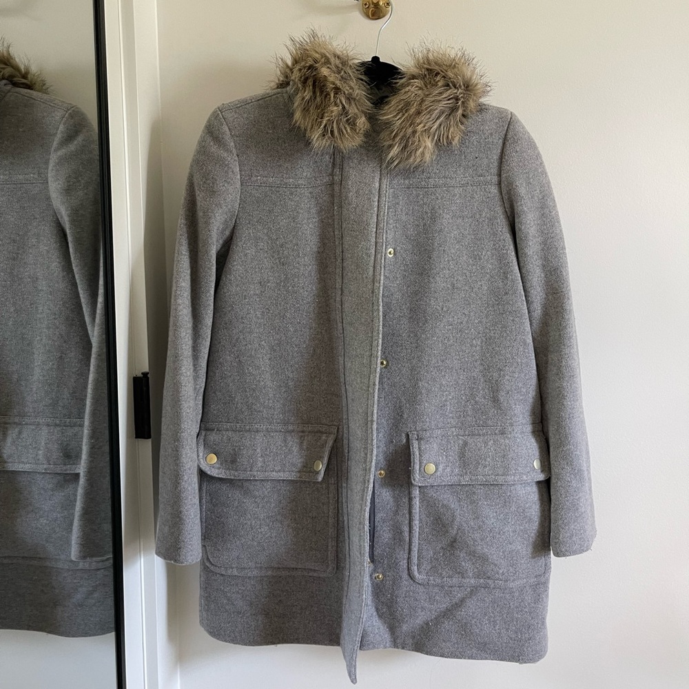Beautiful J.Crew Hooded Coat in Grey